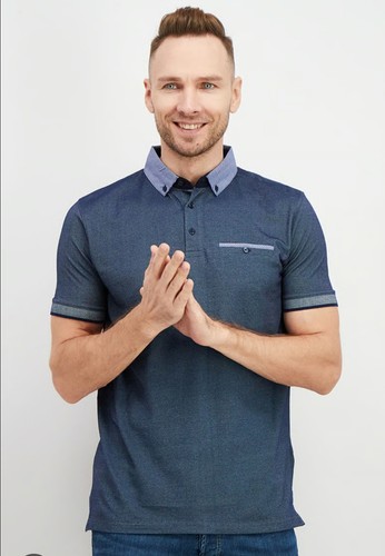 Denim & Flower Ricky Singh Men Polo Blue M Short Sleeve