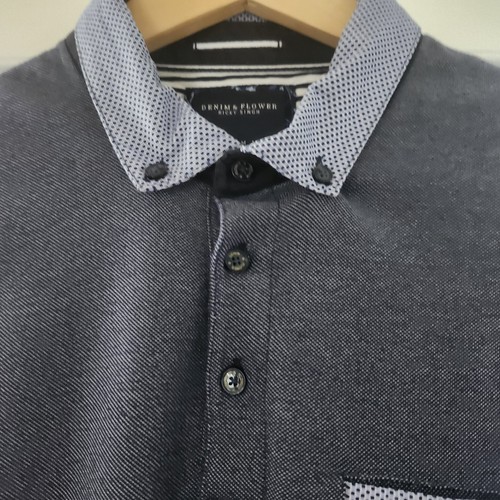 Denim & Flower Ricky Singh Men Polo Blue M Short Sleeve - photo 3