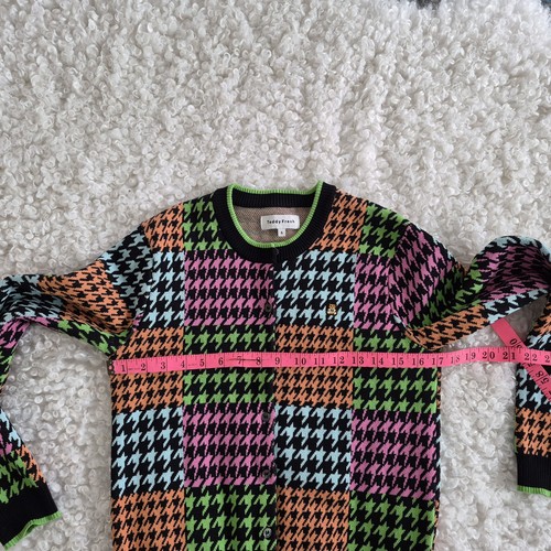 Teddy Fresh Houndstooth Colorblock Cardigan S 100% Cotton - photo 4