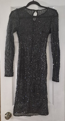 Sequin Sheer Bodycon Mini Dress Black Sparkly Night Out - photo 2