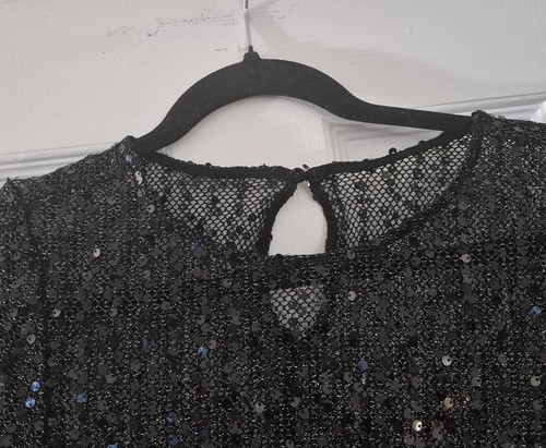 Sequin Sheer Bodycon Mini Dress Black Sparkly Night Out - photo 3