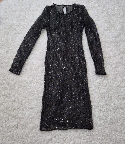Sequin Sheer Bodycon Mini Dress Black Sparkly Night Out - photo 4