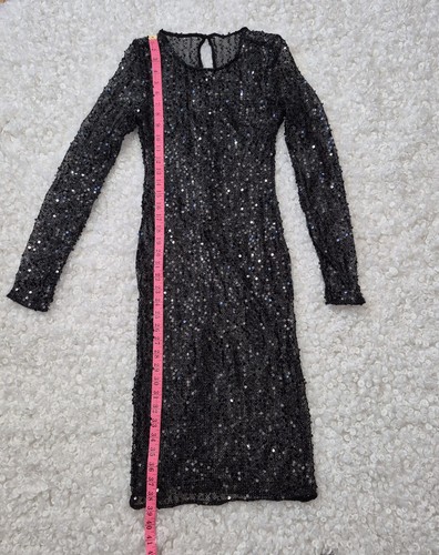 Sequin Sheer Bodycon Mini Dress Black Sparkly Night Out - photo 5