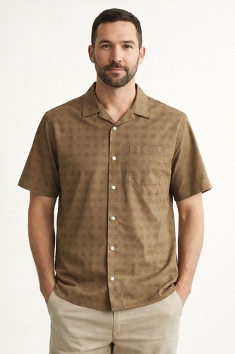 BNWT Mutual Weave Men's Short Sleeve Cotton Shirt Olive