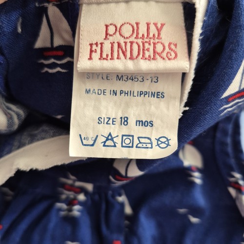 VTG Polly Flinders Nautical Sailboat Hand Smocked Blue Dress 18M - photo 3