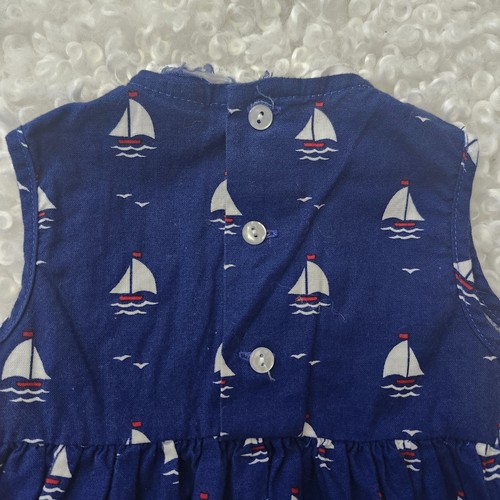 VTG Polly Flinders Nautical Sailboat Hand Smocked Blue Dress 18M - photo 5