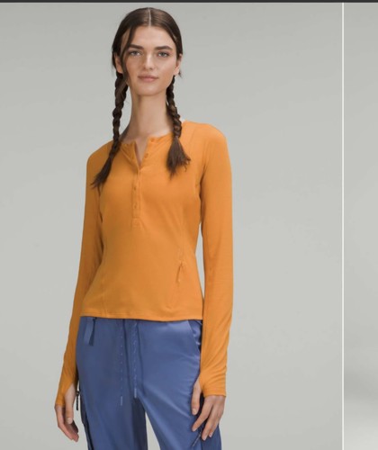 lululemon athletica Long-Sleeve Top Orange 16 Henley Hiking