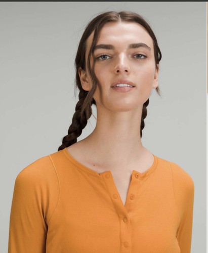 lululemon athletica Long-Sleeve Top Orange 16 Henley Hiking - photo 5
