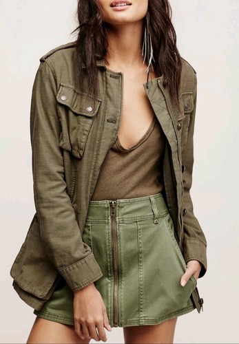 Free People Too Cool Military Skirt Green 0 Cargo Utility Mini