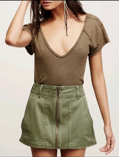 Free People Too Cool Military Skirt Green 0 Cargo Utility Mini - photo 2