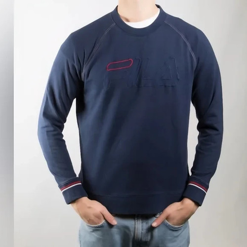 Fila Men’s Blue Navy Crewneck Classic Sweater XL Y2K