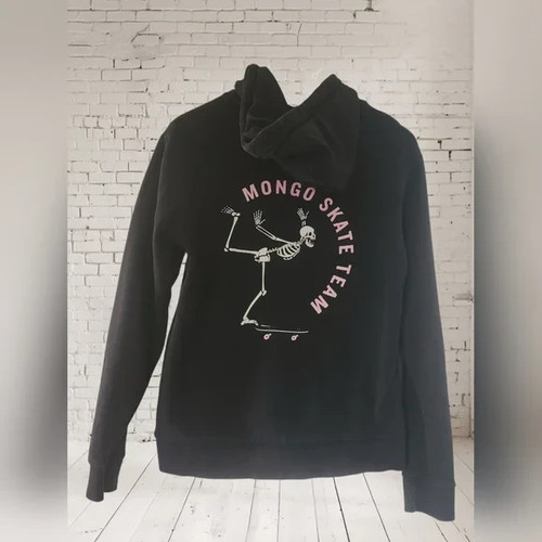 Chomp Black Skeleton Hoodie Sz S Y2K Streetwear Skater