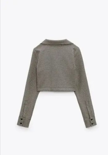 Zara Houndstooth Cropped Jacket Blazer Women’s Size M - photo 3