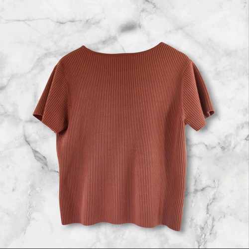 Talbots XL Ribbed Knit Short Sleeve Top Wool Rust Terracota - photo 2