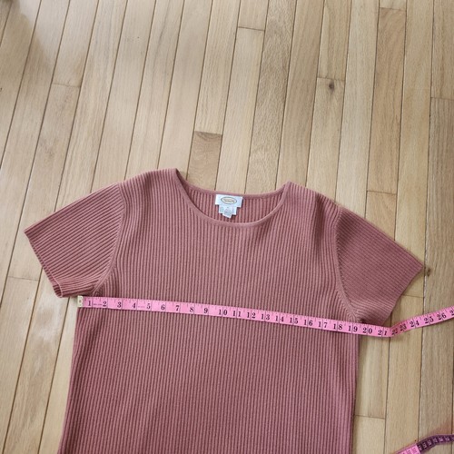 Talbots XL Ribbed Knit Short Sleeve Top Wool Rust Terracota - photo 4
