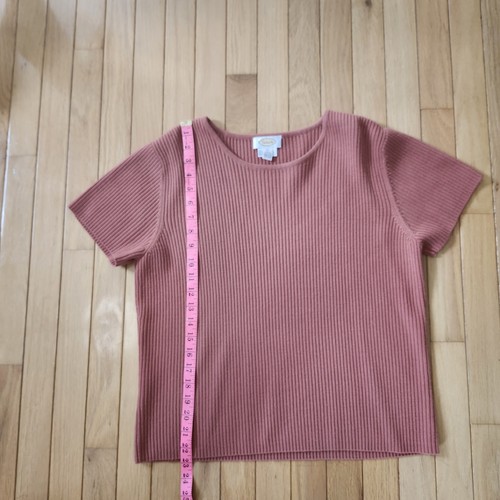 Talbots XL Ribbed Knit Short Sleeve Top Wool Rust Terracota - photo 5