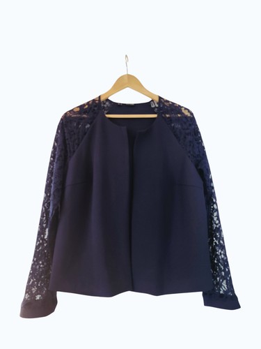 Navy Woman Lace Sleeve Vest Romantic Officewear Sz L - photo 5