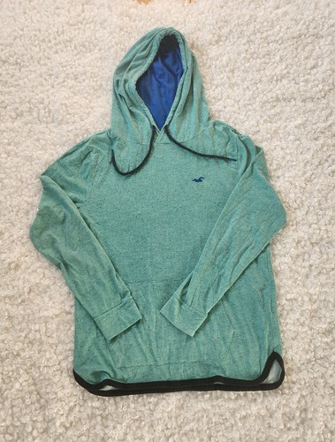 Hollister Men Sz M Hoodie Drawstring Lightweight Blue Teal