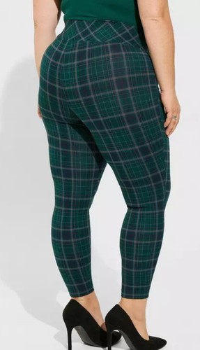 Torrid Plus Sz 6T Green Plaid Ponte Skinny Pants High Rise - photo 2