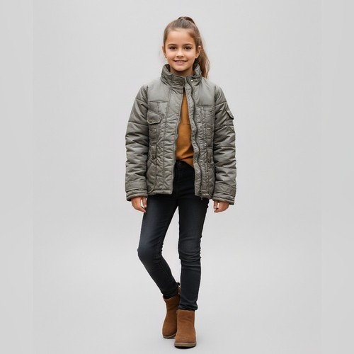 One by One Kids Quilted Jacket 140cm 9/10 Y Khaki Green