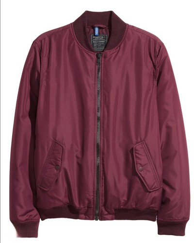 H&M Sz Small Men's Burgundy Bomber Jacket Lightweight