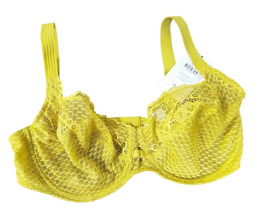 NWT Darjeeling Paris Yellow Green Lace Bra, FR 95D US 36D