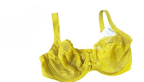 NWT Darjeeling Paris Yellow Green Lace Bra, FR 95D US 36D - photo 2