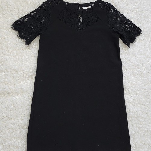 GRACE&MILA LBD Sheath Black Dress Sheer Lace Sleeves Sz S - photo 2