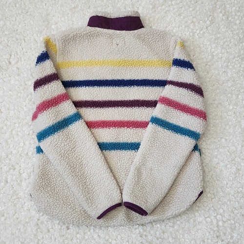 Colorful Striped Teddy Jacket Women’s Sz L Cozy Fall Spring - photo 4