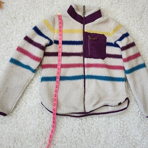 Colorful Striped Teddy Jacket Women’s Sz L Cozy Fall Spring - photo 5