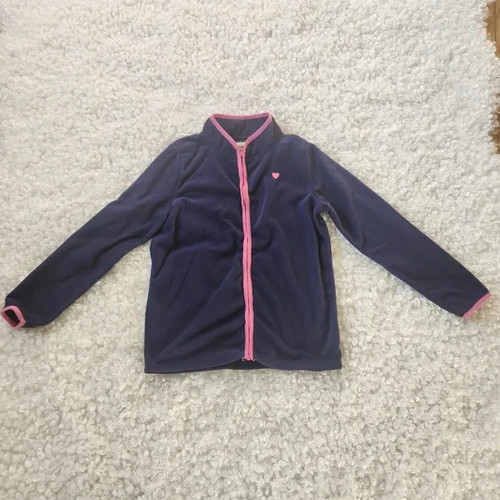 OshKosh B’gosh Navy Fleece Jacket Girls Size 10 Pink Heart - photo 2