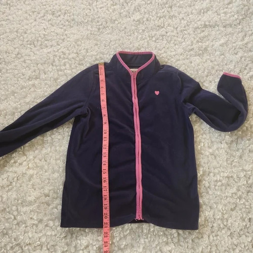 OshKosh B’gosh Navy Fleece Jacket Girls Size 10 Pink Heart - photo 4