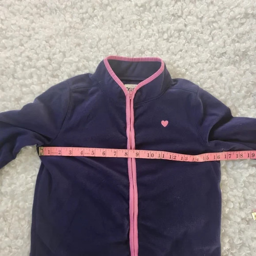 OshKosh B’gosh Navy Fleece Jacket Girls Size 10 Pink Heart - photo 5