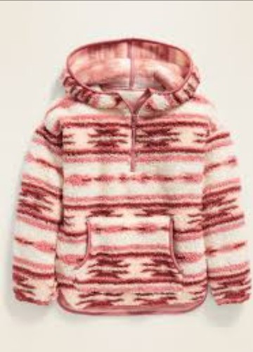 Old Navy Girls Sz 10 Sherpa Half Zip Hoodie Pullover Jacket