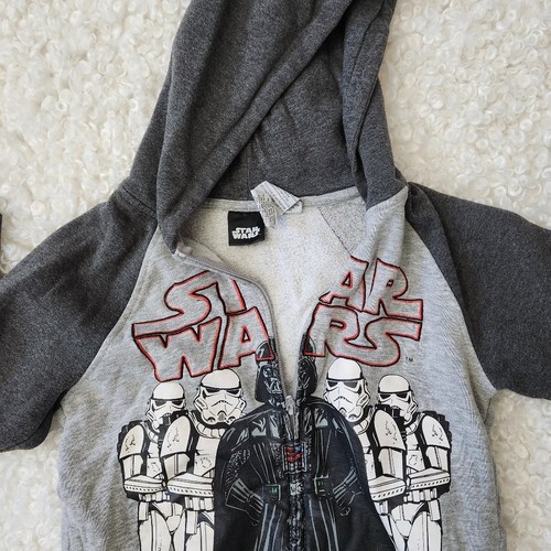 Star Wars Kids Black Gray Zip-Up Hoodie Sz M 7/8 Darth Vader - photo 4