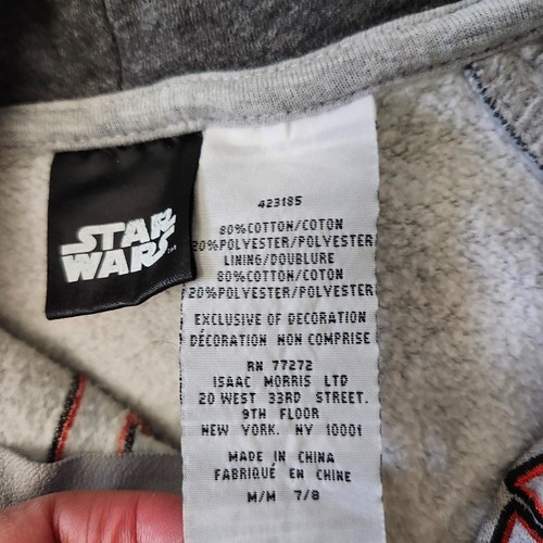 Star Wars Kids Black Gray Zip-Up Hoodie Sz M 7/8 Darth Vader - photo 5