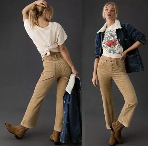 Pilcro Anthropologie The Yaya Mid-Rise Corduroy Crop Flare Pants