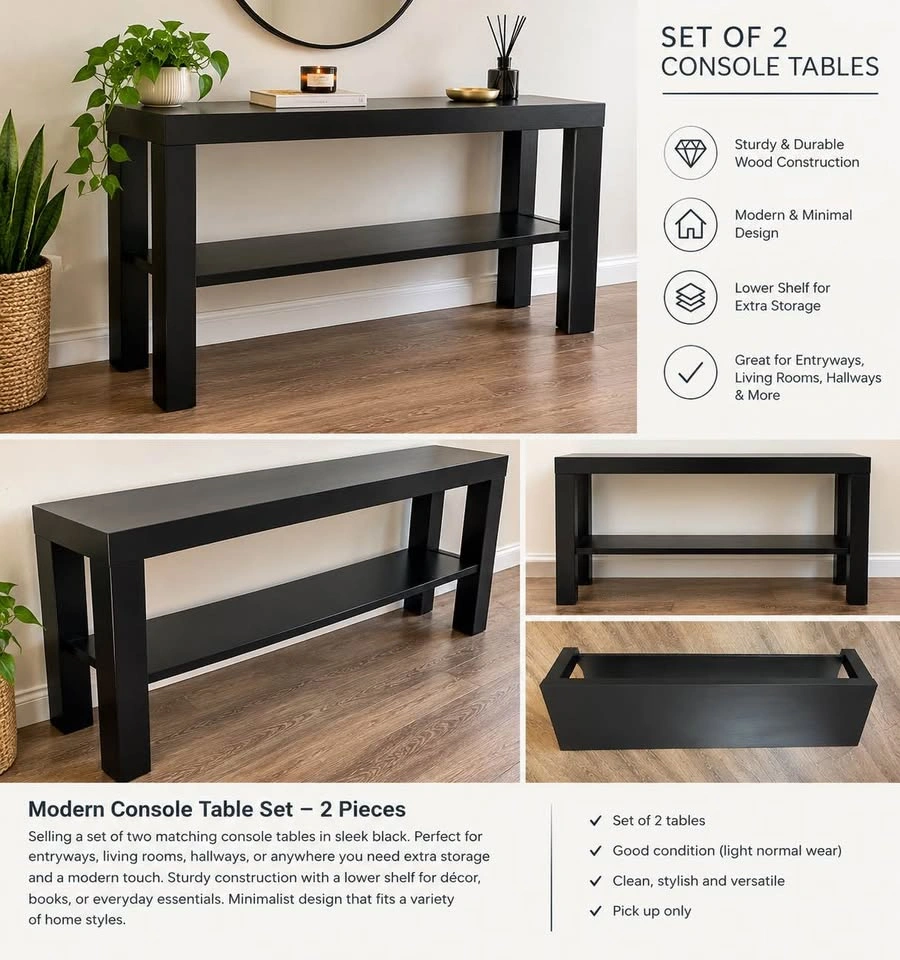 Modern console table set - 2 pieces - photo 2