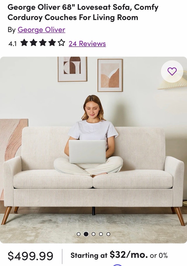 George Oliver 68 inch Loveseat Sofa - photo 2