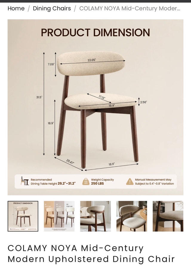 COLAMY Noya Dining Chairs - photo 2