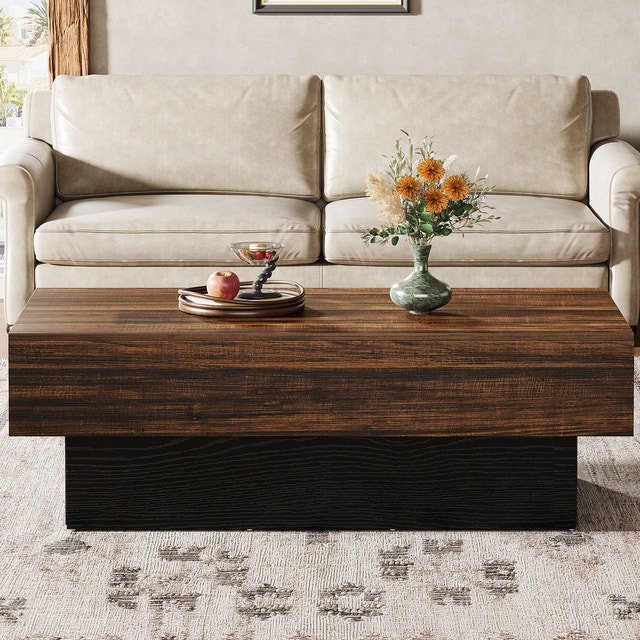 Tribesigns 55" Farmhouse Coffee Table with Sturdy Pedestal Base
