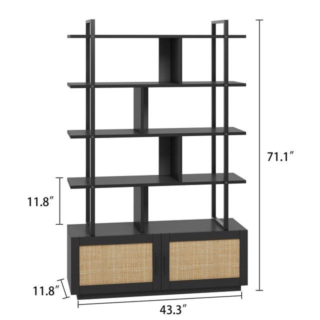 Rattan and Black Metal Bookshelf - photo 4