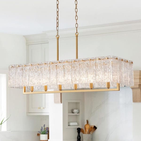 Modern Linear Crystal Chandelier in Gold - photo 2
