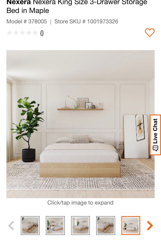 Brand new Nexera King Size 3-Drawer Storage Bed in Maple