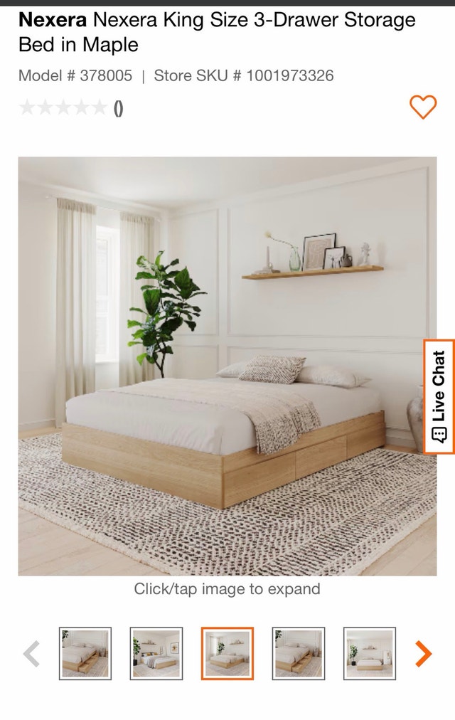 Brand new Nexera King Size 3-Drawer Storage Bed in Maple - photo 4