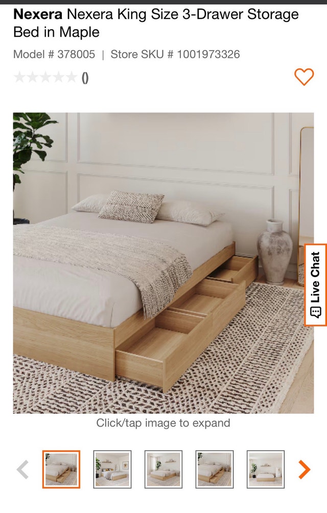 Brand new Nexera King Size 3-Drawer Storage Bed in Maple - photo 5
