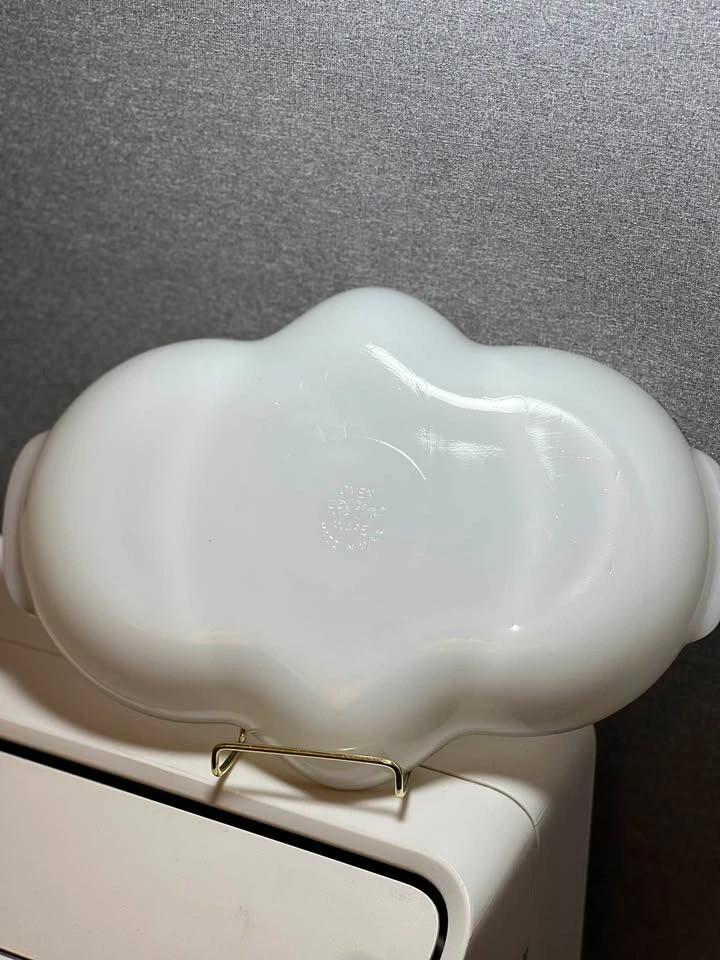 Vintage Fire-King White Milk Glass 3-Part Divided Dish - photo 4