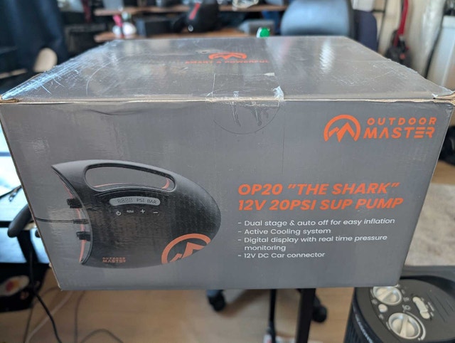 New Sealed - OutdoorMaster Shark II 20PSI SUP Electric Air Pump