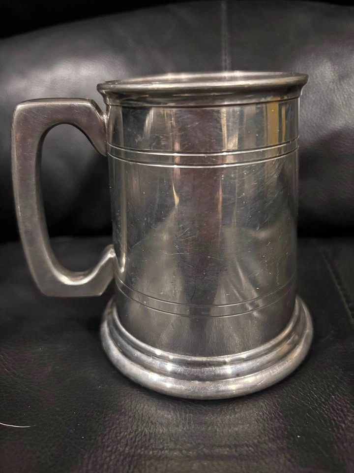 Vintage Glass-Bottom English Pewter Tankard / Beer Mug