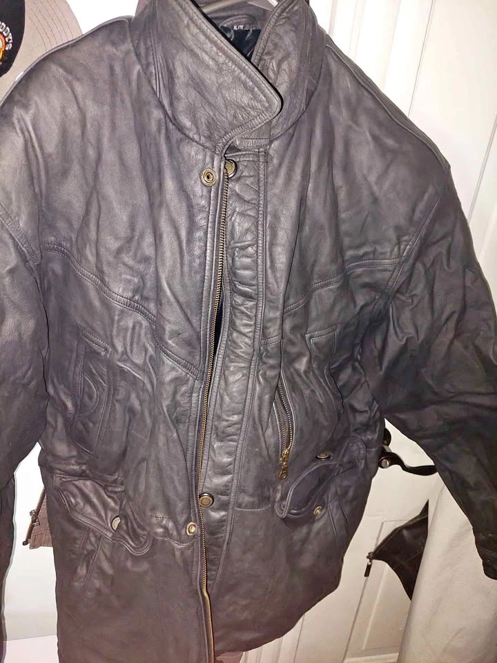 Vintage Black Leather Jacket Size XL